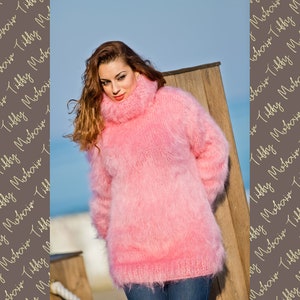 Thick Mohair Sweater Turtleneck sweater Chunky Knit Sweater Unisex Hand Knitted sweater Sweater Dress by Tiffy Mohair T183