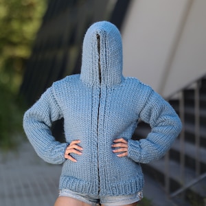 Fully Closed Wool Cardigan , Chunky Zipped Jacket, Fetish Cardigan  T1444
