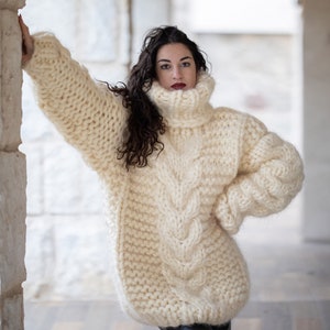 20 fädiger Mohair Pullover, Handgestrickter grobstrick Pullover, Handgestrickter grobstrick Pullover, Mohair Pullover, Blauer Pullover T1357