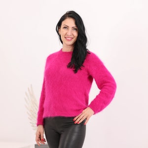 Luxurious Pink Italian Rabbit Angora Sweater, Fluffy Angora Sweater ...