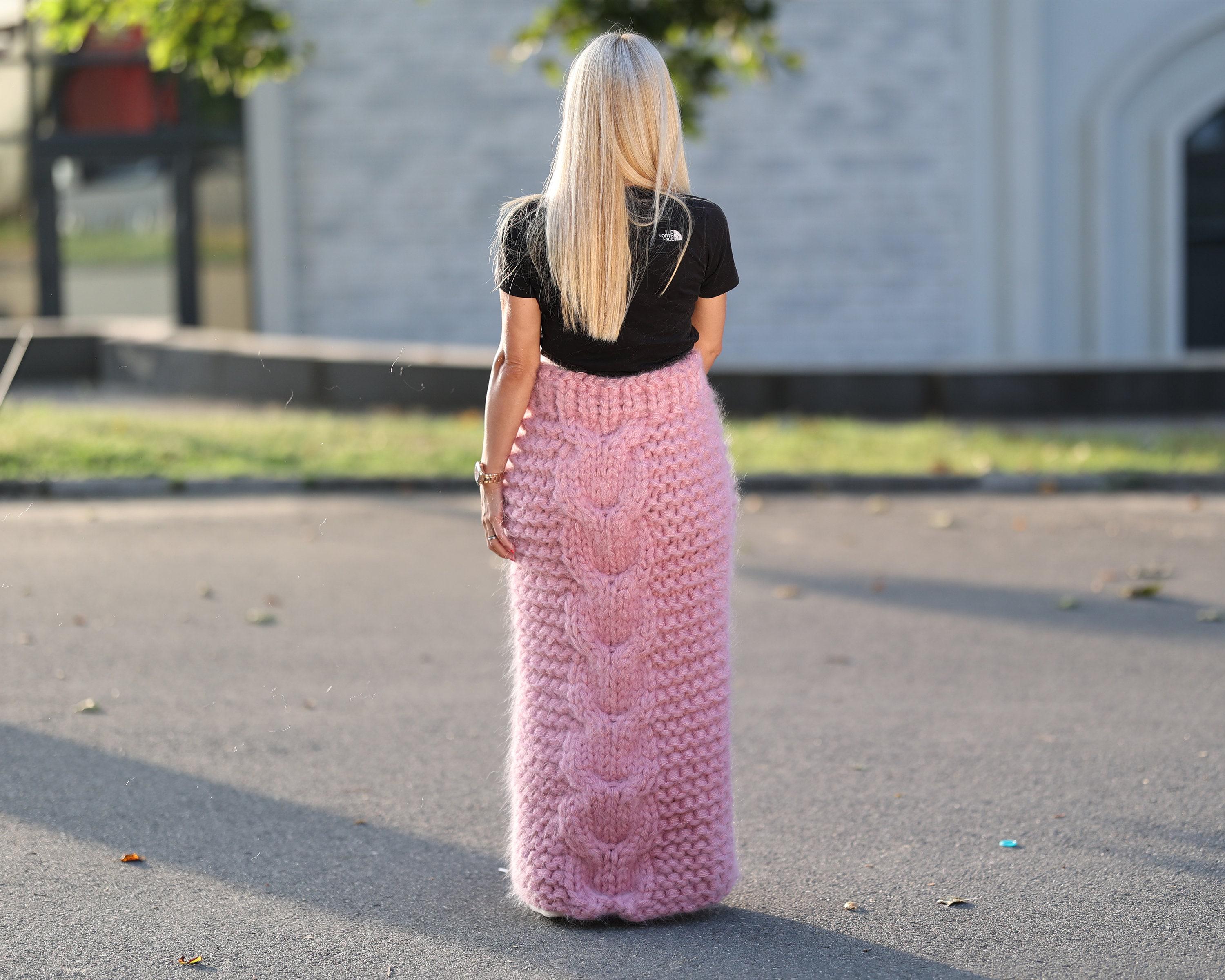 20 Strands Mohair Skirt, Extra Chunky Hand Knitted Cable Knit