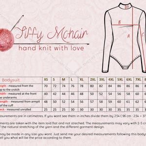 Brushed Mohair Bodysuit – Fluffy Hand-Knitted One-Piece with 70 cm Extra Long Turtleneck T1982 image 3