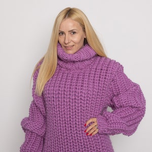 Englisch geripptes rosa Wolle Kleid, Hand gestricktes Pullover Kleid, Rollkragen Maxi Kleid TT1520 Bild 7