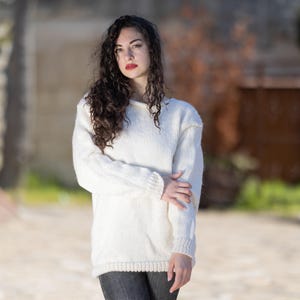 Wool Sweater Hand Knitted 100% Soft Wool, Chunky Winter Pullover T1420