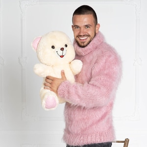 Stylish men&#39;s mohair sweaters, Pink Mohair sweater T640M