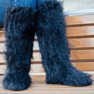 Mohair Socks, Hand Knit Legwarmers, Fuzzy Socks, Fluffy Socks, Winter Socks, Warm Socks, Fetish Socks, Wool Socks, HAnd KNitted Socks T179a