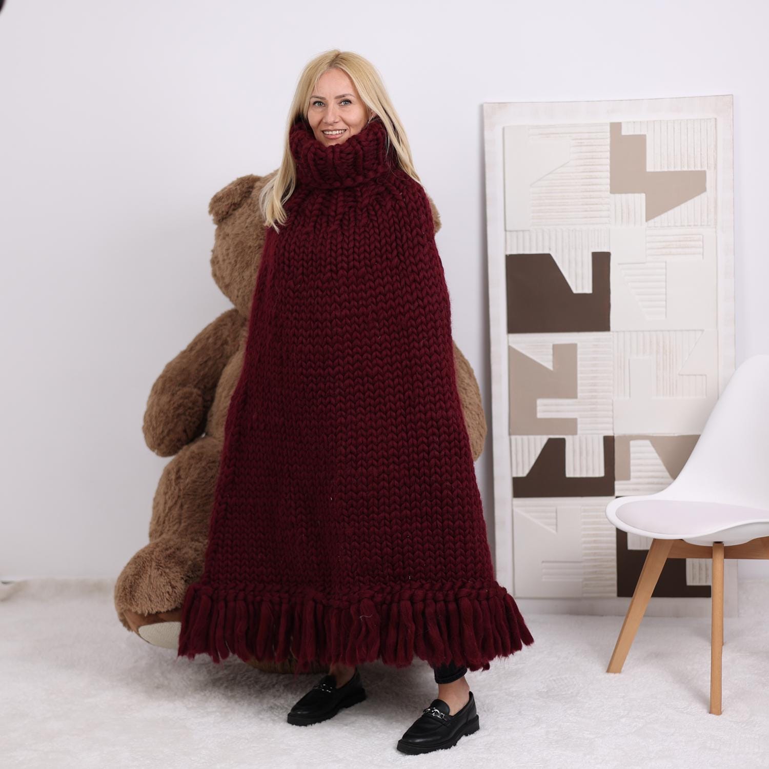ト セール おすすめ Merino Chunky Wool Yarn Roving Unspun in Knit Hand | Poncho トップス