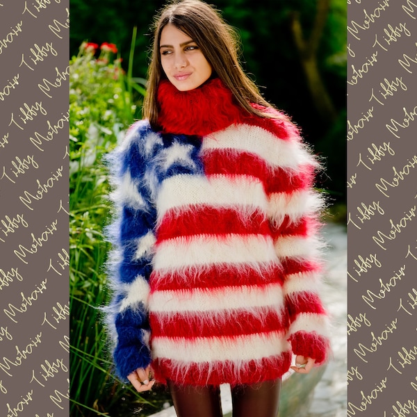American Flag Knit Pullover Sweater