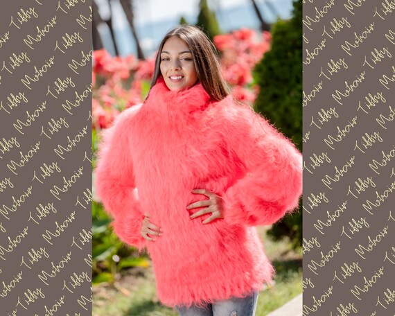 Coral Mohair Sweater Turtleneck Sweater 