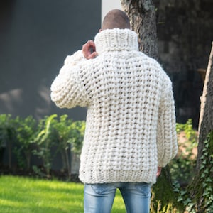 8 strands Chunky 100 % wool sweater, Extra thick Fisherman rib jumper. Oversized Wool Sweater, Thick Hand Knitted Jumper T808M image 5