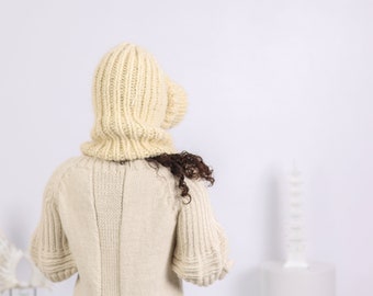 マフラー・ストール FALLETT Hairy Knit Balaclava Muffler 4FM088 Mohair and Wool Mix Balaclava, Head Warmer, Fetish Balaclava