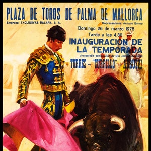 1952 Palma De Mallorca Vintage Spanish Bullfighting Poster 12x24