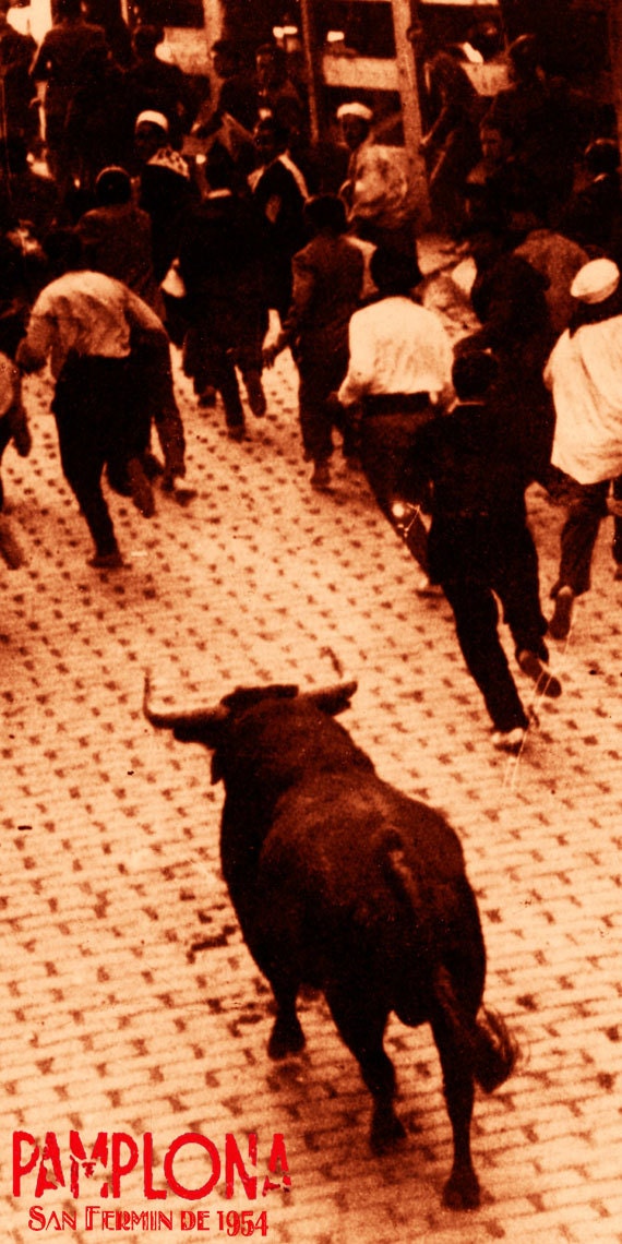 Canvas Art Poster 12/"x 24 Pamplona Running of the Bulls Vintage Poster #6