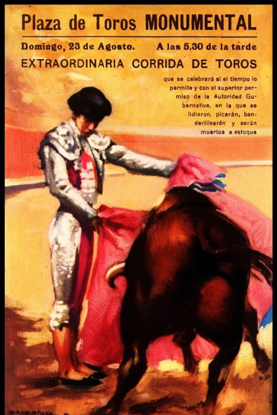 Plaza De Toros De Madrid #9 Canvas Art Poster 12/"x 24/" Bullfighting