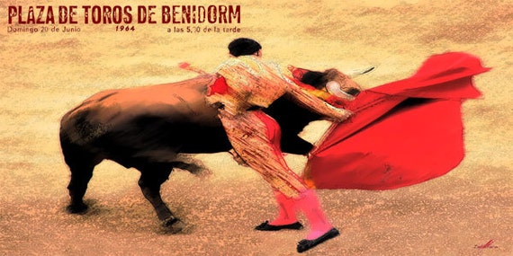 Plaza De Toros De Benidorm #1 Canvas Art Poster 12/"x 24/" Bullfighting