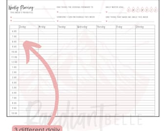 Printable Daily/Hourly/Weekly Planner - 3 Different Daily Start Times