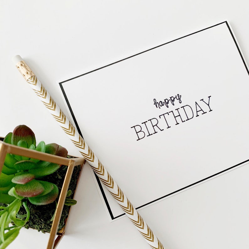Birthday Card Minimalist Design Simple Greeting Card Black Etsy
