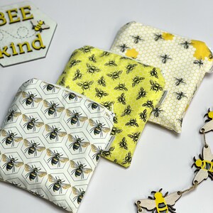 Honey Bee Reusable Snack Bags Reusable Zipper Bag Bee Snack Bag Reusable Sandwich Bag Zero Waste Snack Bags image 3