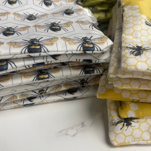 Honey Bee Reusable Snack Bags Reusable Zipper Bag Bee Snack Bag Reusable Sandwich Bag Zero Waste Snack Bags image 4