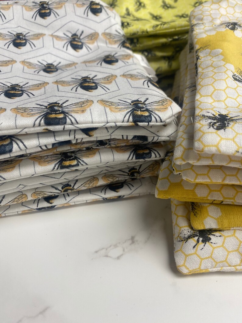 Honey Bee Reusable Snack Bags Reusable Zipper Bag Bee Snack Bag Reusable Sandwich Bag Zero Waste Snack Bags image 4