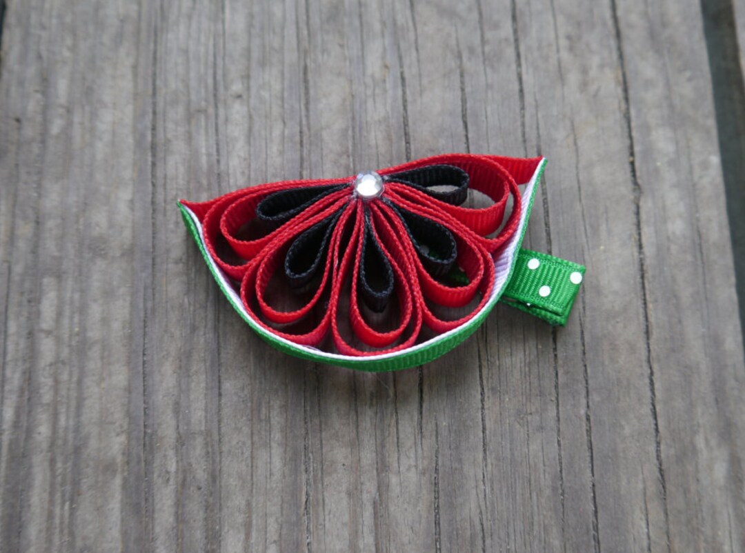 Watermelon Ribbon Sculpture Summer Hair Bow Watermelon Hair Etsy