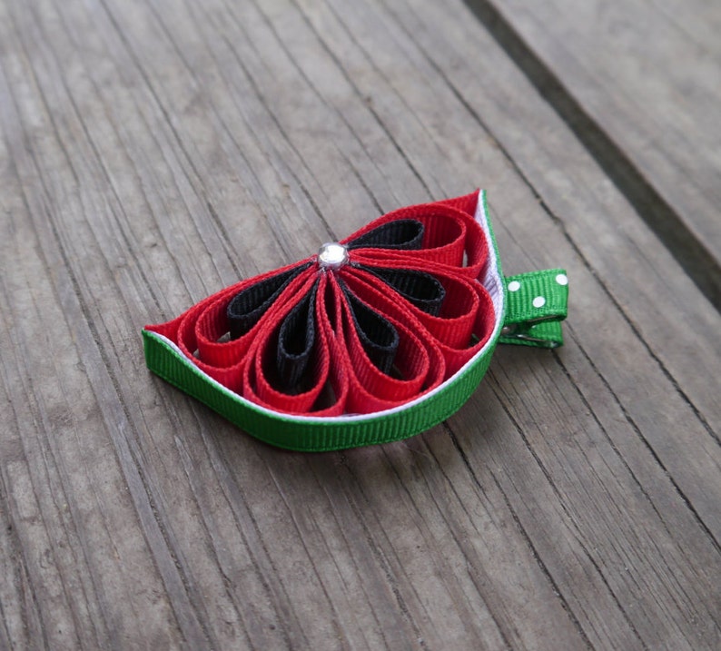 Watermelon Ribbon Sculpture Summer Hair Bow Watermelon Hair Etsy
