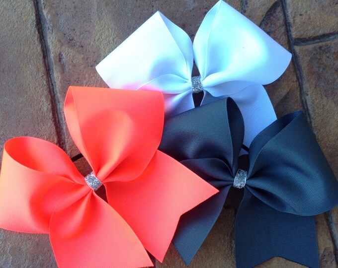 Large Ribbon Cheer Bows With Glitter Center Etsy