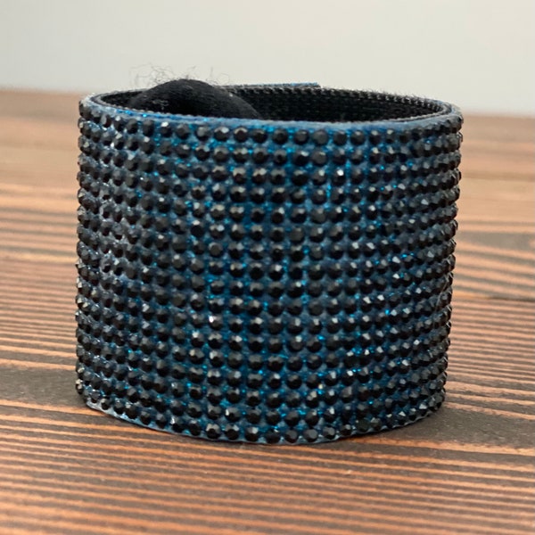 Rhinestone Cheerleading Hair Cuff - turquoise/ black