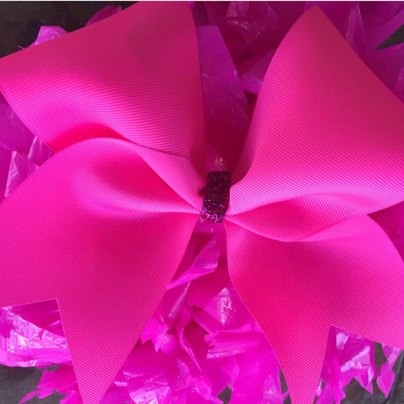 Confezione da 4 fiocchi grandi per cheerleader, da 20 cm, colore bianco, in raso, con elastico per coda di cavallo, accessori per capelli da cheerleader softball per ragazze