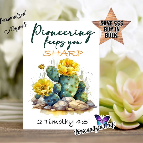 JW Jehovah's Witness Pioneer Gift, Pioneering Keeps You Sharp, Cactus Pun JW Gifts, Affordable Bulk MAGNET, New Pioneer School Gift