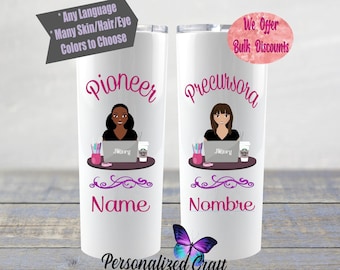 JW Jehovah's Witness Sister Pioneer Gift, Pretty Skinny Tumbler, Service Water Bottle, Hot Cold Beverage Container, JW Special Pioneer Gift