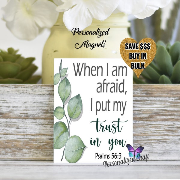 JW Jehovah's Witness 2024 Year Text, When I am afraid, I put my trust in you, Psalms 56:3 Magnet with Eucalyptus Leaves, Bulk Discount