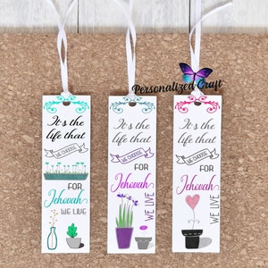 JW Jehovah's Witness Gift, It's the Life We Choose For Jehovah We Live, BULK Discount Baptism Bible Study Bookmark w/ Ribbon Gifts