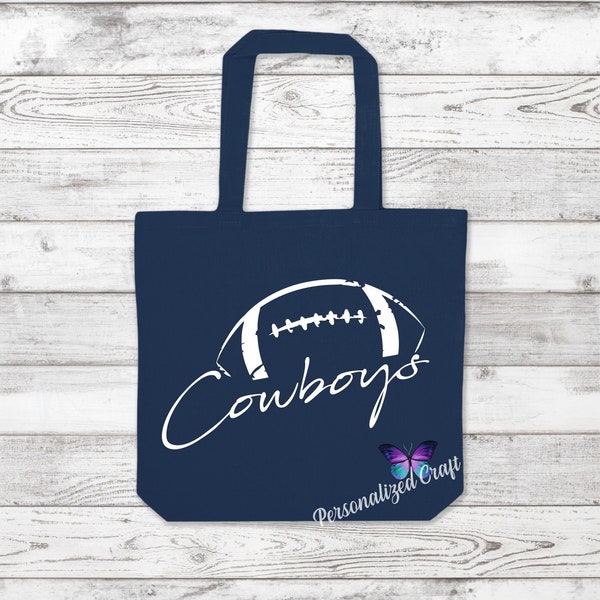 Personalized COWBOYS Large Canvas Tote Bag Dallas Fan, Custom Cowboys Mom Grandma, Tailgate Game Day Bag, Cowboy Nana, Cowboy Fan Gift