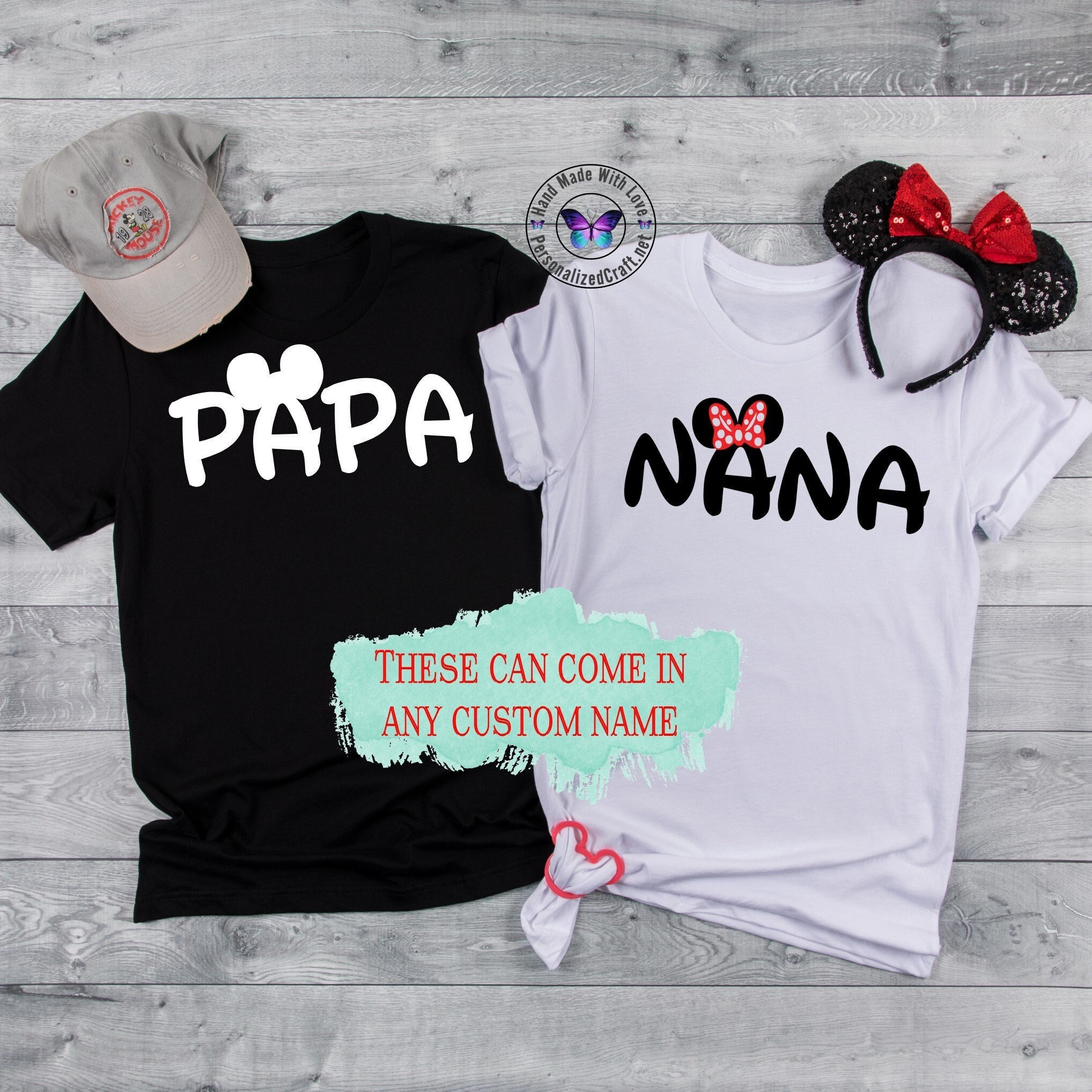 Disney NANA PAPA Mickey Mouse Minnie Mouse Inspired T-shirt, Disney  Grandparents, Cool Grandma and Grandpa T-shirts, Family Disney Trip 