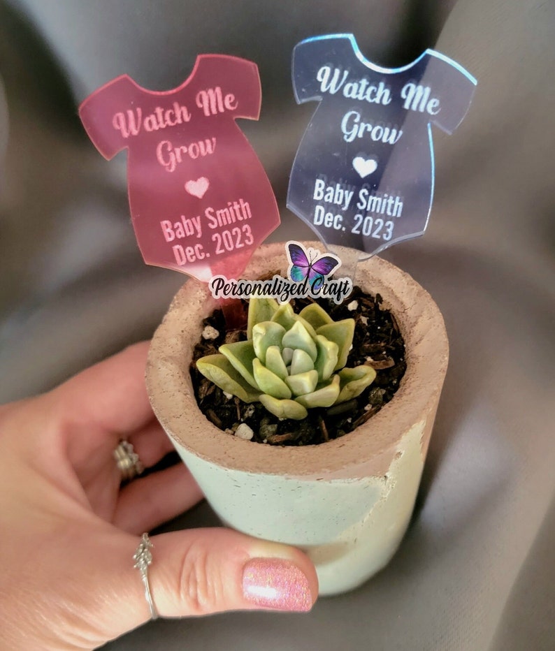 Custom Mini Acrylic Plant Baby Shower Favor Stakes Laser Etsy