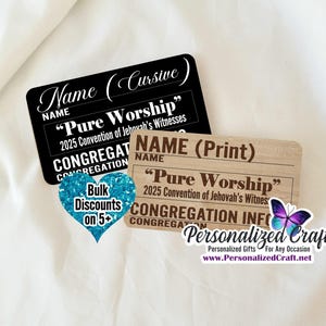 Insignia de solapa para la Convención de Adoración Pura 2025 de los Testigos de Jehová con imán trasero ultrarresistente, diseño sencillo, etiqueta de madera grabada