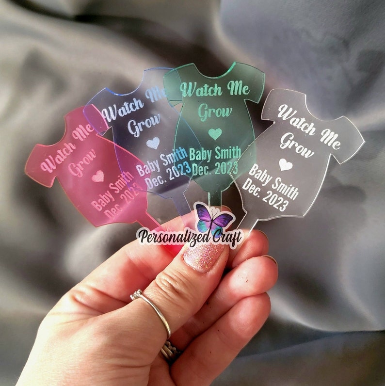 Custom Mini Acrylic Plant Baby Shower Favor Stakes Laser Etsy
