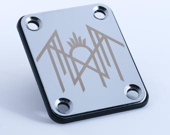 Custom Engraved Guitar Neck Plate - Chrome Finish, Personalised Gift