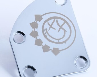 Custom Engraved Guitar Neck Plate - Chrome Finish, Personalised Gift