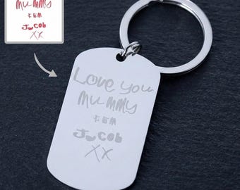 Handwriting Engraved Keyring – Personalized Stainless Steel Keepsake