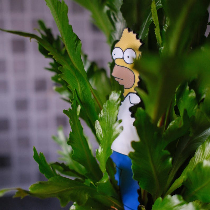 Homer Bush Meme Plant Spike Ornament • Funny Cartoon Plant Decoration • Pop Culture Plant Decor • Gift for Simpsons Fans image 4
