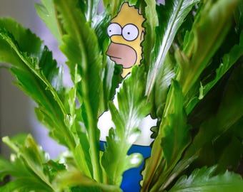 Homer Bush Meme Plant Spike Ornament • Funny Cartoon Plant Decoration • Pop Culture Plant Decor • Gift for Simpsons Fans