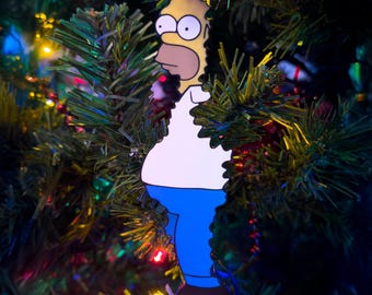 Homer Bush Meme Christmas Ornament • Funny Cartoon Tree Decoration • Pop Culture Holiday Decor • Gift for Simpsons Fans • Includes Hook