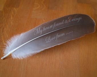 Personalised Engraved Feather Keepsake – Custom Memorial Gift