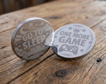 Engraved Gaming Decision Coin – One More Game Decision, Gamer Gift