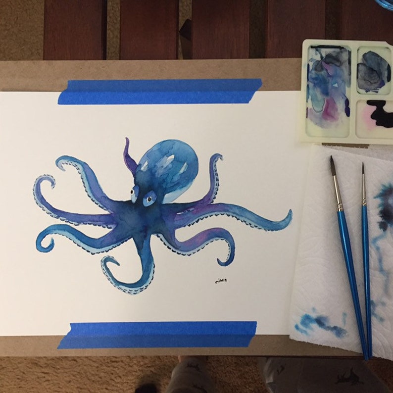 Octopus Watercolor Original