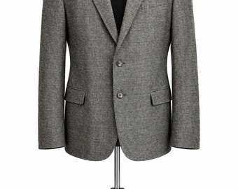 Blazer met pied-de-poulepatroon / zwart-wit geruite blazer / heren colbert / grijze herenblazer