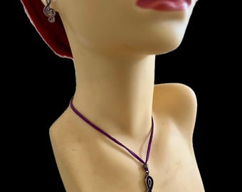 Treble clef pendant and earrings / music pendant / music earrings /