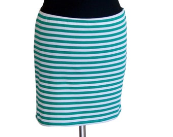 Sailor striped mini skirt / pencil skirt / skirt lycra / striped skirt / mini skirt / boho / short skirt green